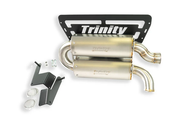Trinity Racing '24+ Polaris RZR XP 1000 Dual Quiet Muffler Single Outlet Exhaust