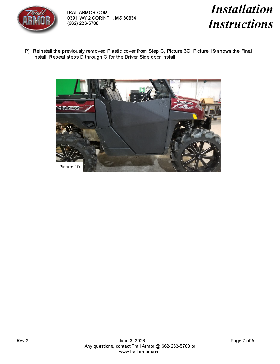 Trail Armor '20-'25 Polaris Ranger XP 1000/Kinetic Half Doors