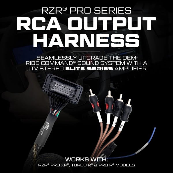 UTV Stereo RZR Pro Series Ride Command Front & Rear RCA Output + Speaker Wire & Remote