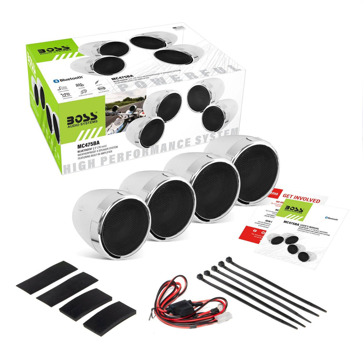 Boss Audio Chrome Motorcycle/ATV Sound System with Bluetooth