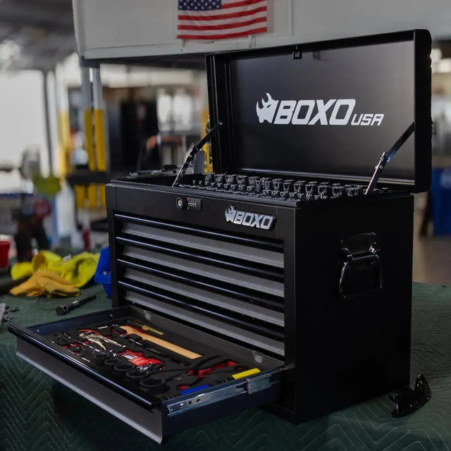 BoxoUSA Metric and SAE UTV Tool Set 258 Piece w/ 5 Drawer Hand Carry Tool Box Pro