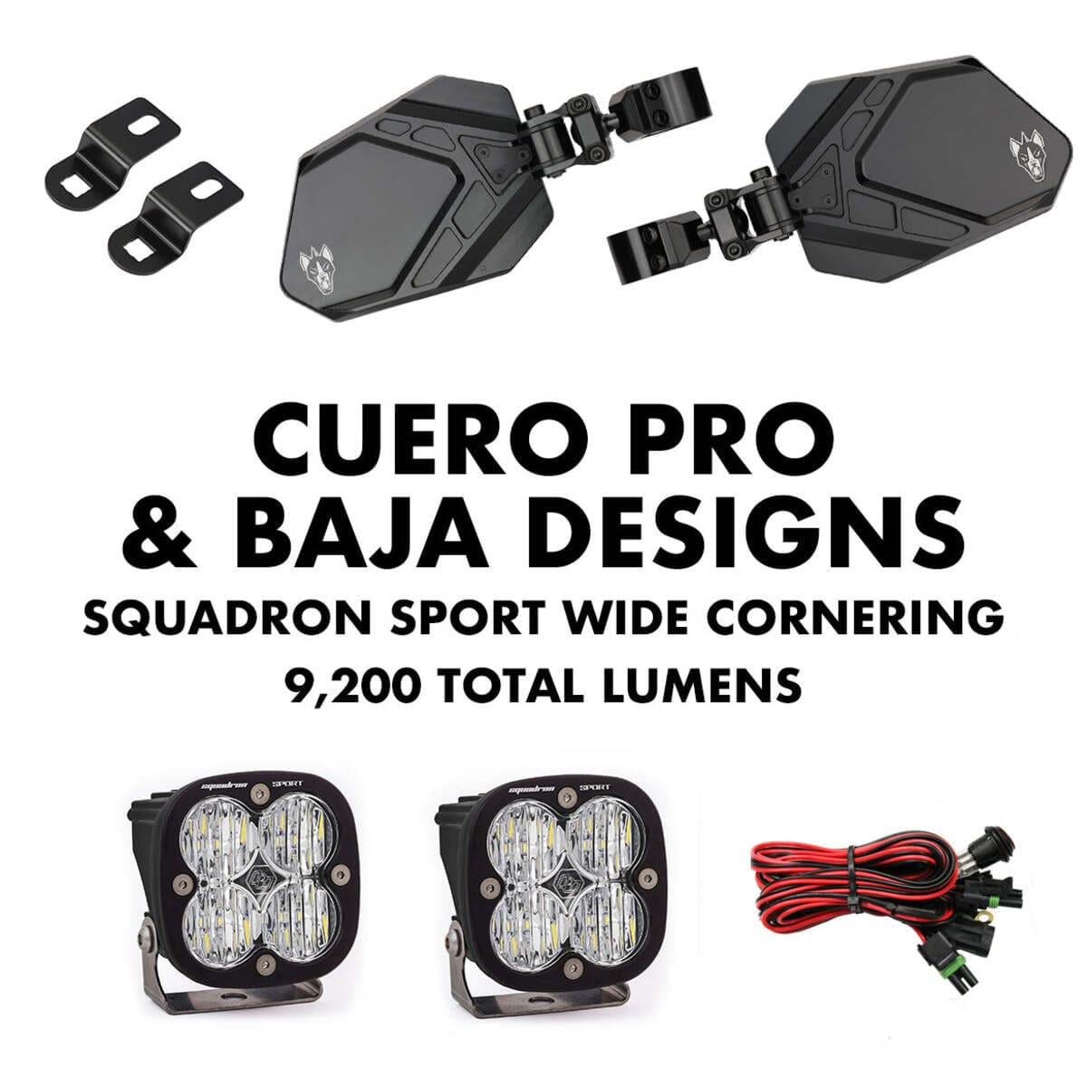 Chupacabra Offroad Cuero Pro Mirror Light Combo in Black