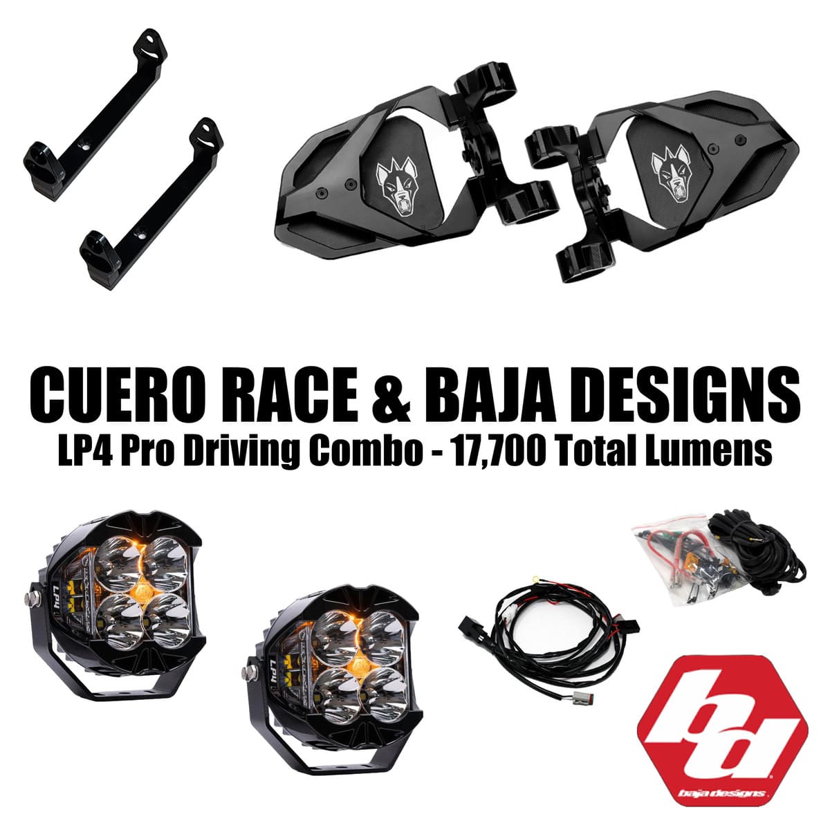 Chupacabra Offroad Cuero Race Mirror / Baja Designs LP4 Light Combo