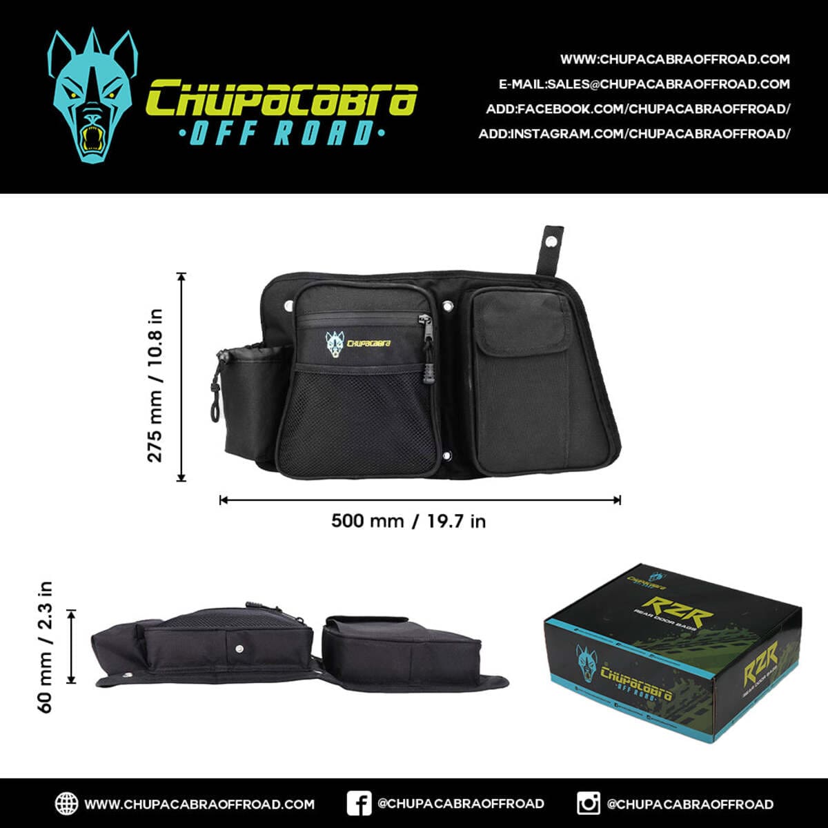 Chupacabra Offroad Polaris RZR Rear Door Bags Set of Two Right & Left