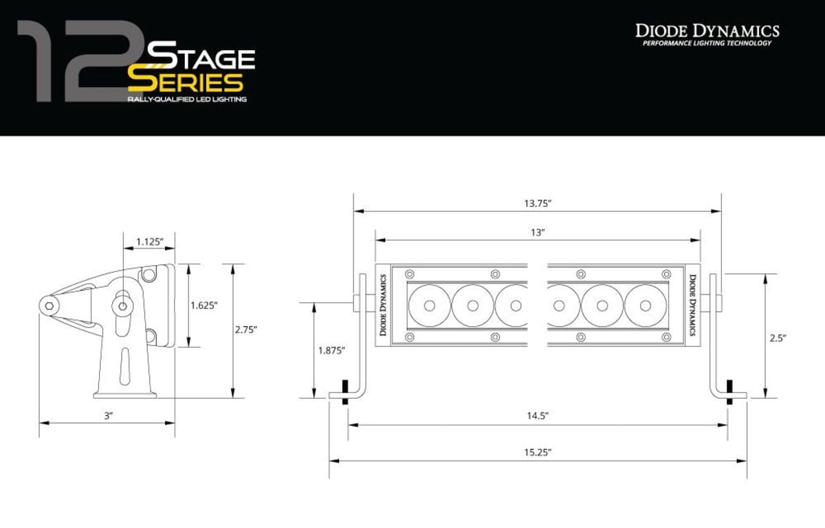 Diode Dynamics Stage Series 12” SAE Amber Light Bar - One