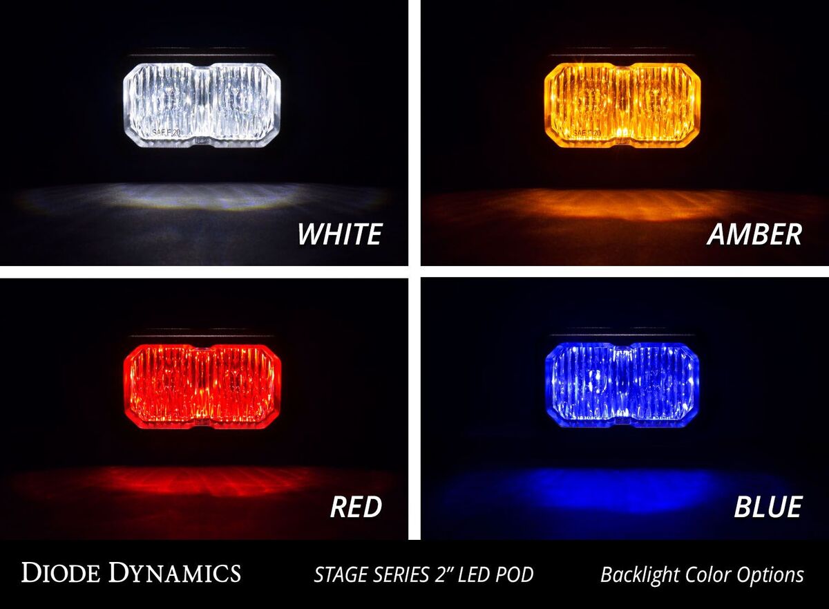 Diode Dynamics Stage Series 2” SAE/DOT White Pro Standard LED Pod - Pair