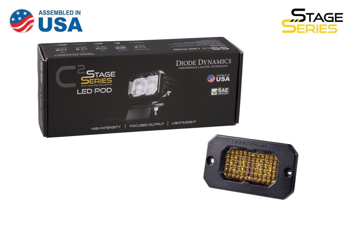 Diode Dynamics Stage Series 2" SAE Yellow Pro Flush Mount LED Pod - One