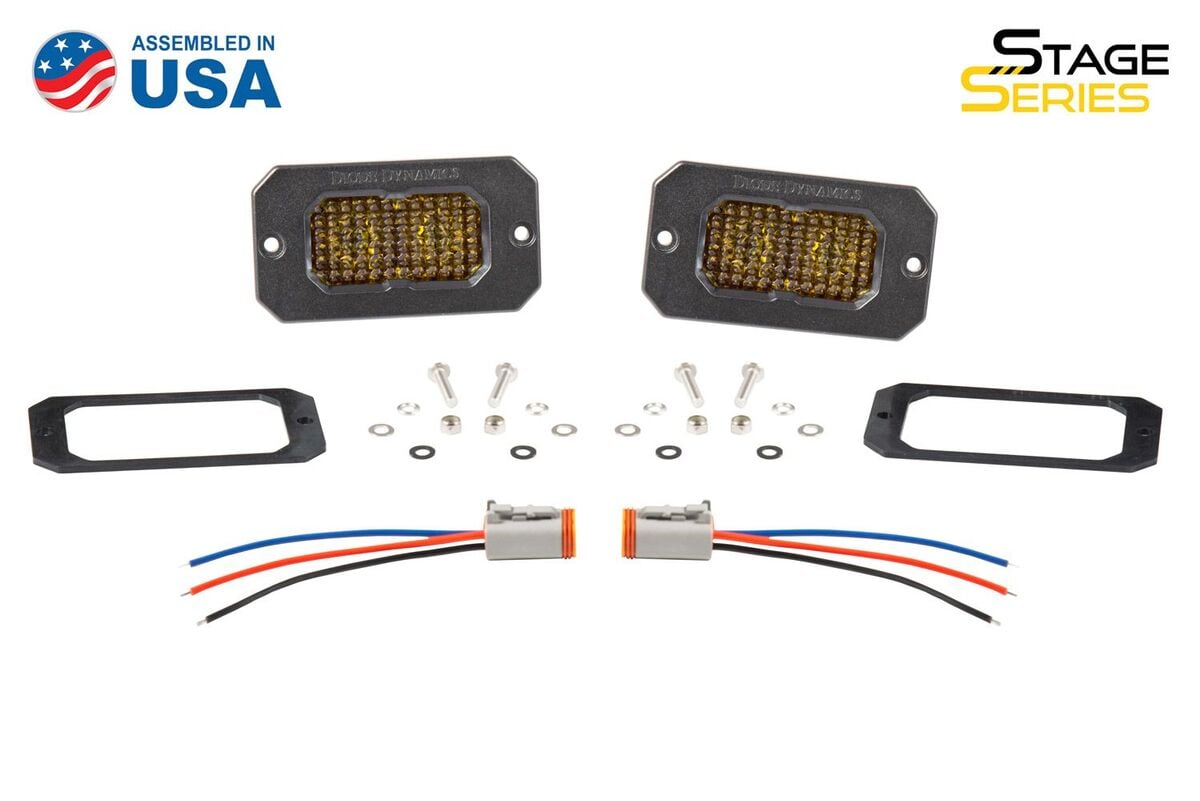 Diode Dynamics Stage Series 2” SAE Yellow Sport Flush Mount LED Pod - Pair