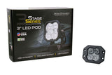 Diode Dynamics Stage Series 3” SAE/DOT White Pro Flush Mount LED Pod - One