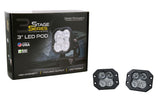 Diode Dynamics Stage Series 3” SAE/DOT White Pro Flush Mount LED Pod - Pair