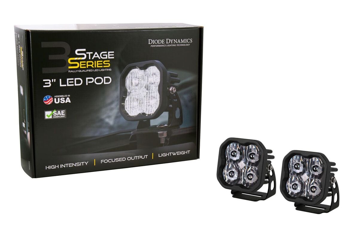 Diode Dynamics Stage Series 3” SAE/DOT White Pro LED Pod - Pair