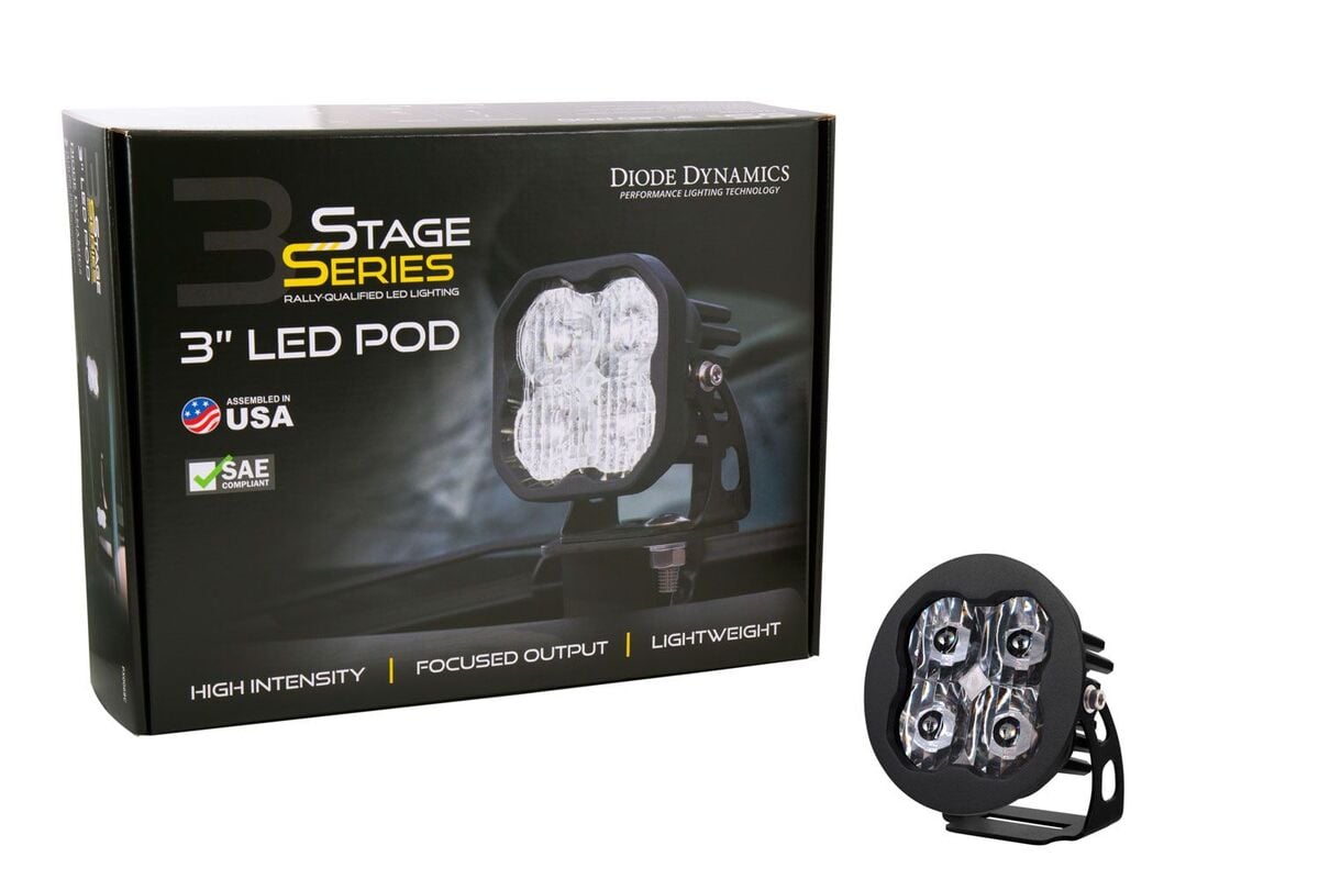 Diode Dynamics Stage Series 3” SAE/DOT White Pro Round LED Pod - One