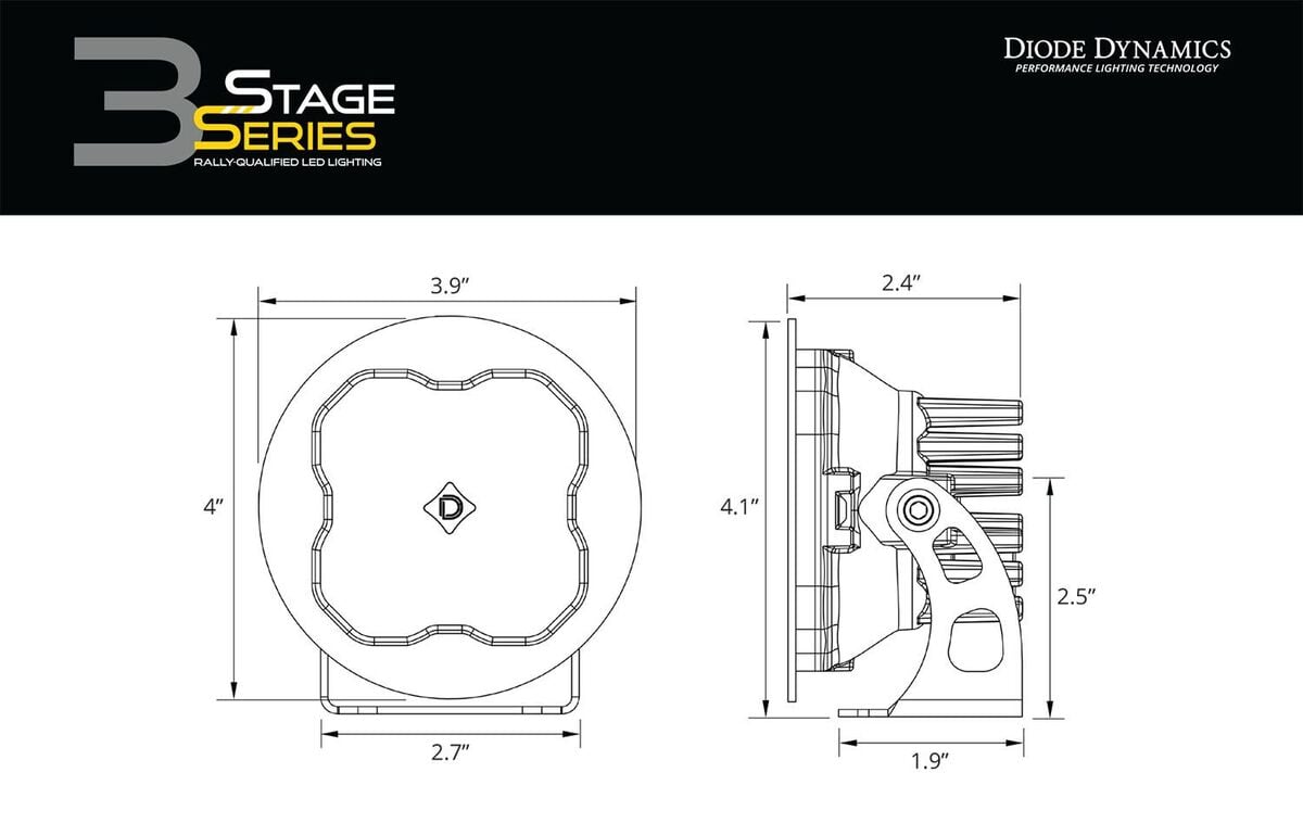 Diode Dynamics Stage Series 3” SAE/DOT White Pro Round LED Pod - Pair