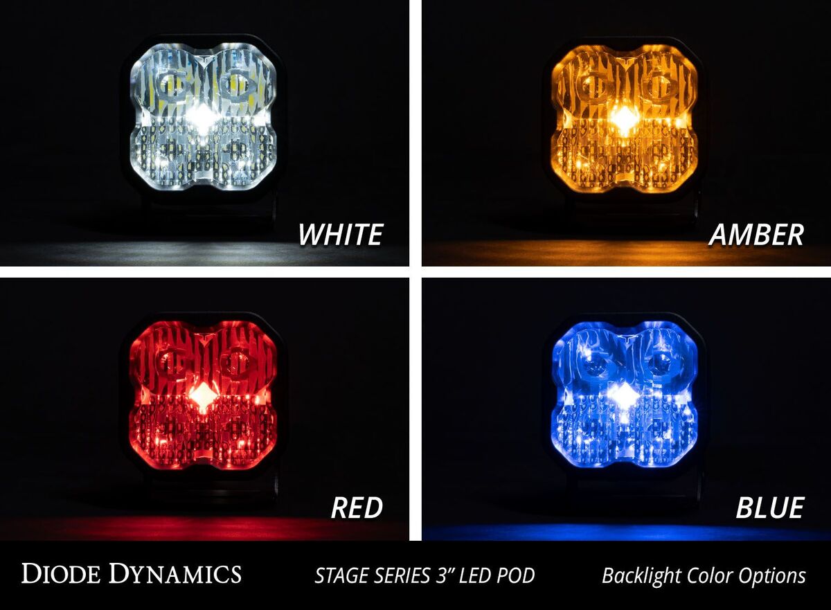 Diode Dynamics Stage Series 3” SAE/DOT White Sport Flush Mount LED Pod - Pair