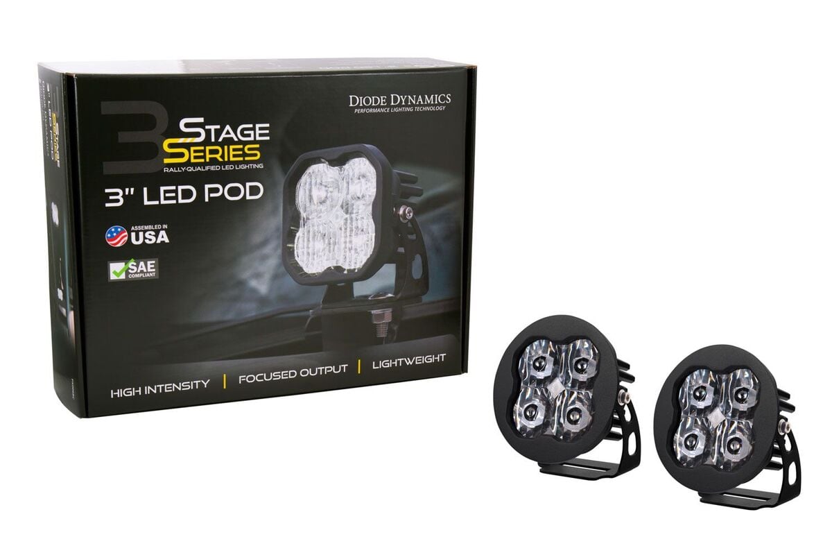 Diode Dynamics Stage Series 3” SAE White Max Round LED Pod - Pair