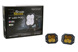 Diode Dynamics Stage Series 3” SAE Yellow Sport Flush Mount LED Pod - Pair
