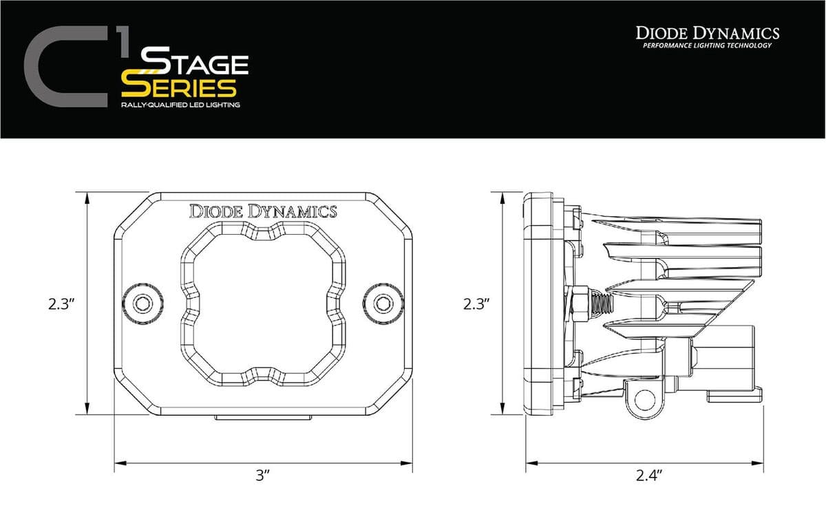 Diode Dynamics Stage Series C1 White Pro Flush Mount LED Pod - One