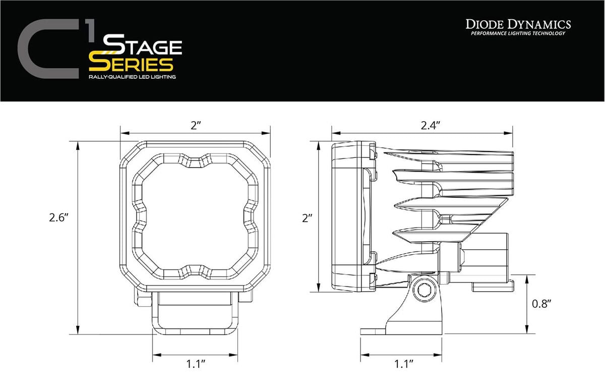 Diode Dynamics Stage Series C1 White SAE Fog Standard LED Pod - Pair