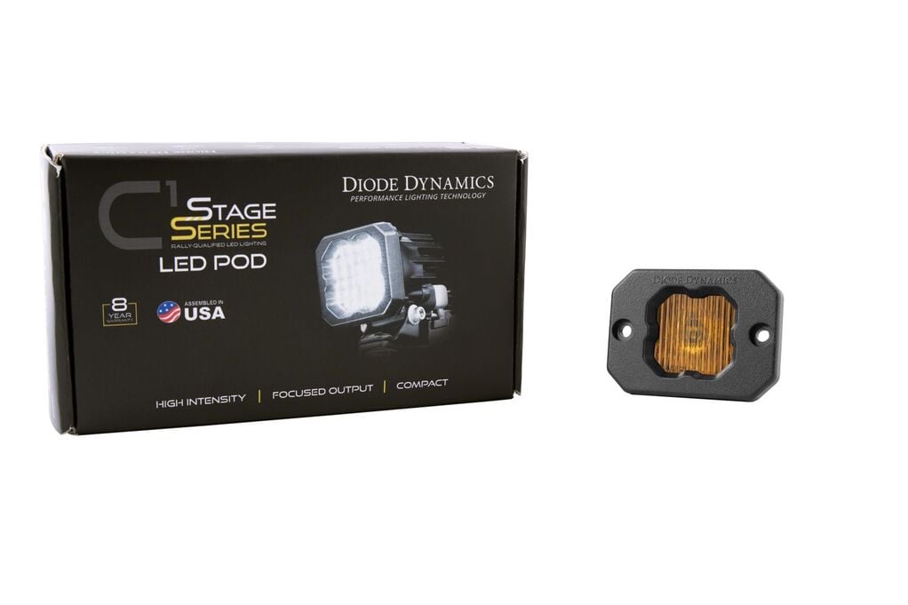 Diode Dynamics Stage Series C1 Yellow SAE Fog Flush Mount LED Pod - One