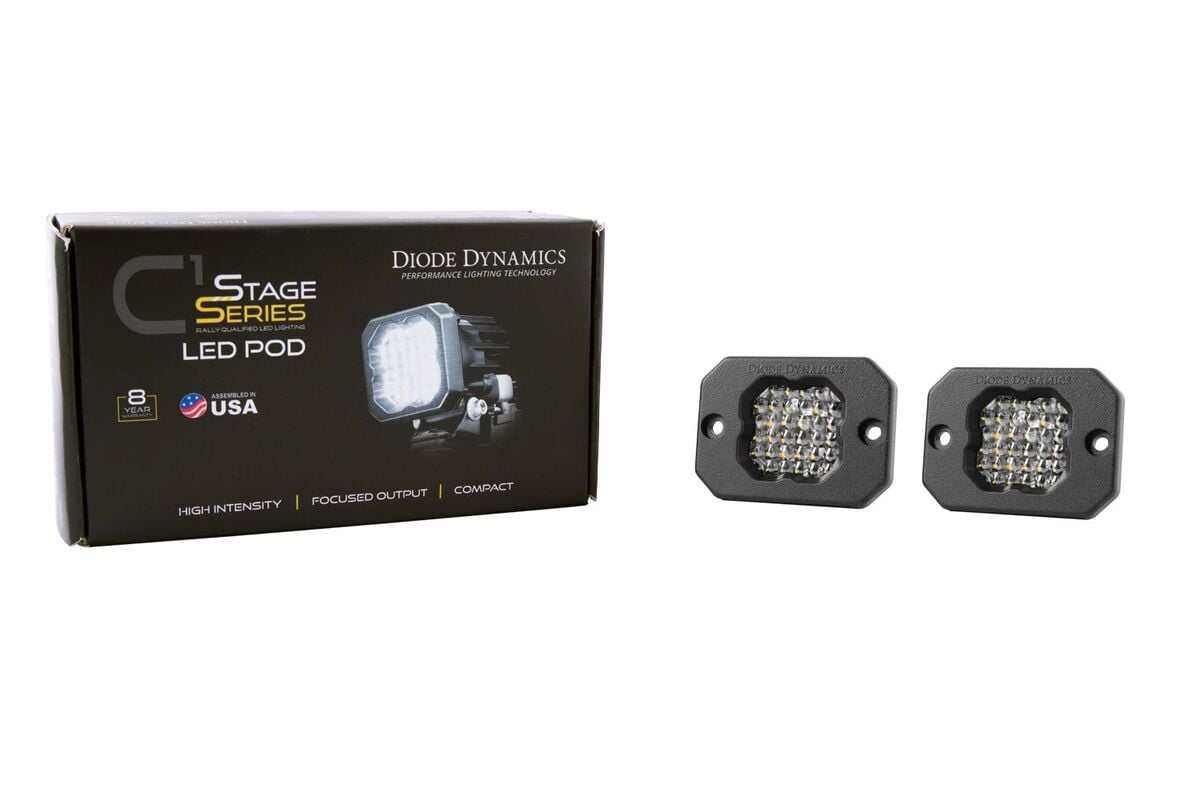 Diode Dynamics Stage Series C1R White Flood Flush Mount LED Pod - Pair
