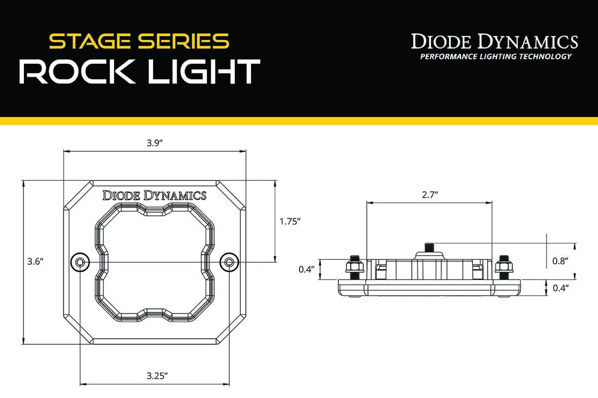 Diode Dynamics Stage Series Rock Light Flush Mount Kit - One