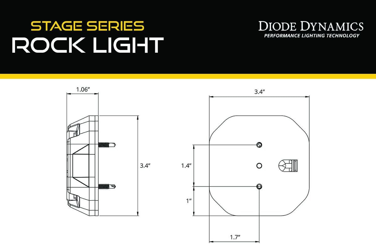 Diode Dynamics Stage Series Rock Light Surface Mount Kit - One
