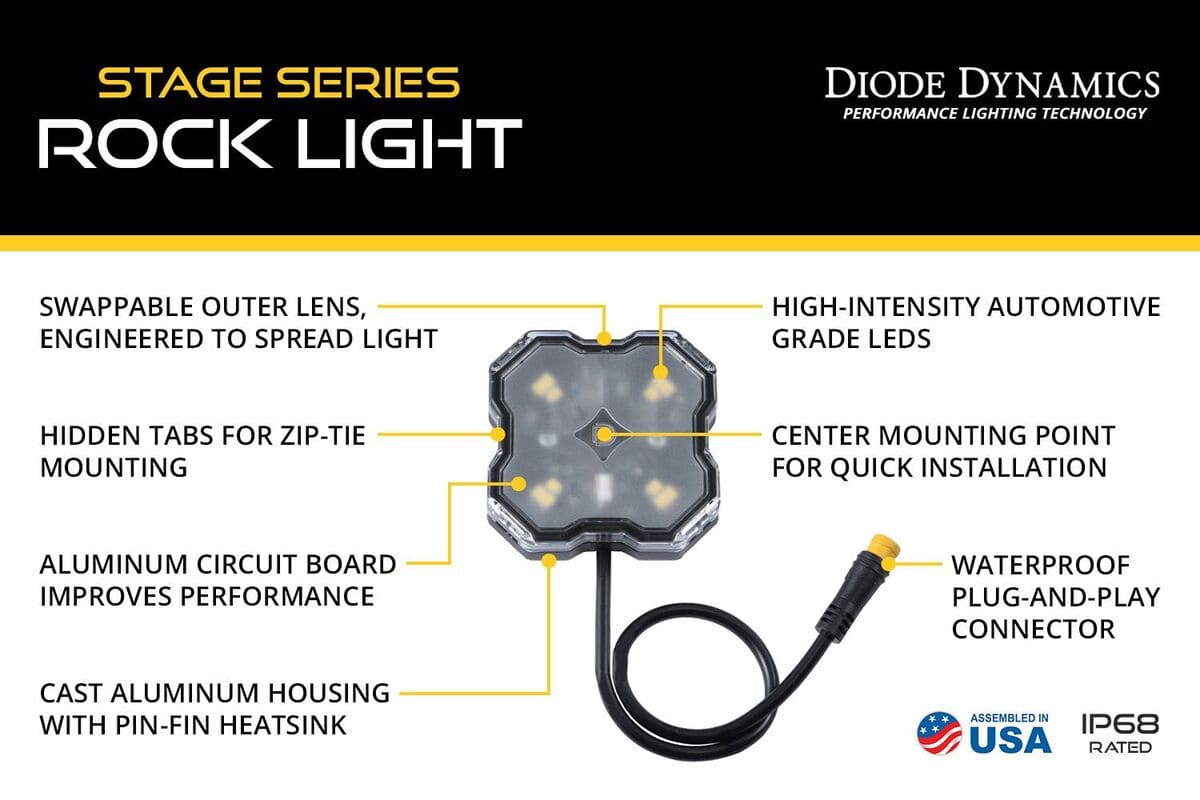 Diode Dynamics Stage Series Single-Color LED Rock Light - 4 Pack