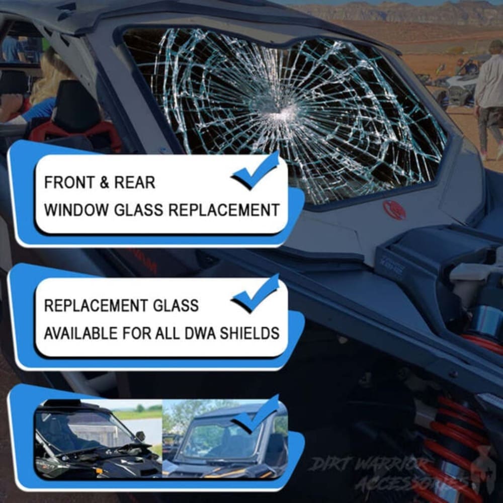 Dirt Warrior Polaris DWA Front & Rear Glass Replacement Windshields