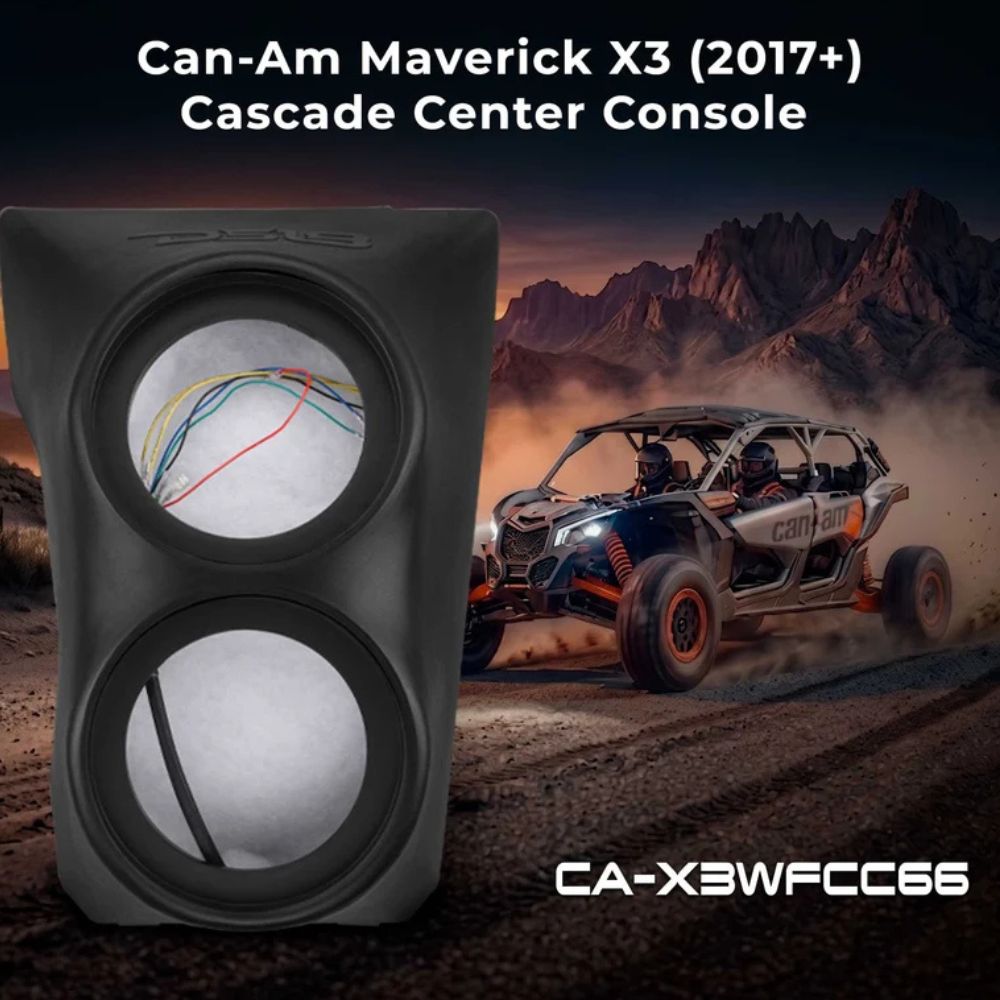 DS18 '17+ Can-Am Maverick X3 6.5" Waterfall Center Console Dual Speaker Pod w/ Digital LED Lights