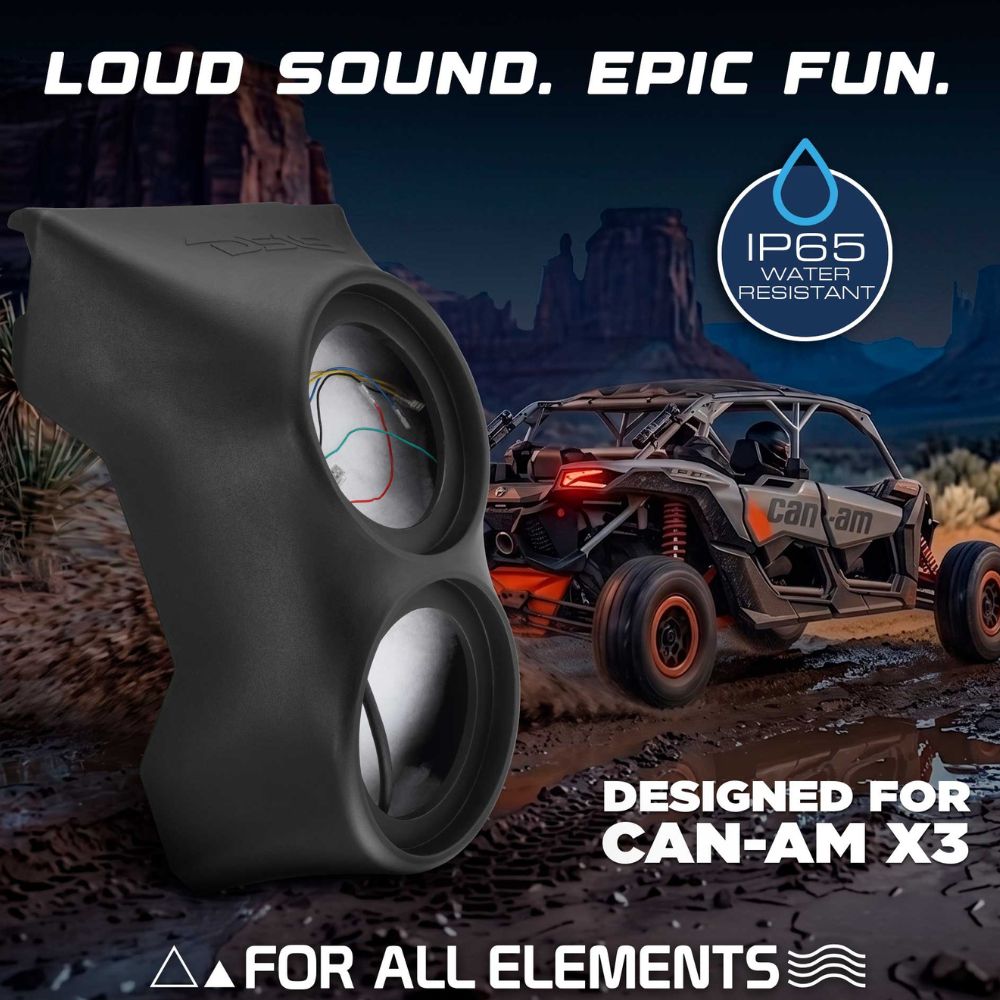 DS18 '17+ Can-Am Maverick X3 6.5" Waterfall Center Console Dual Speaker Pod w/ Digital LED Lights