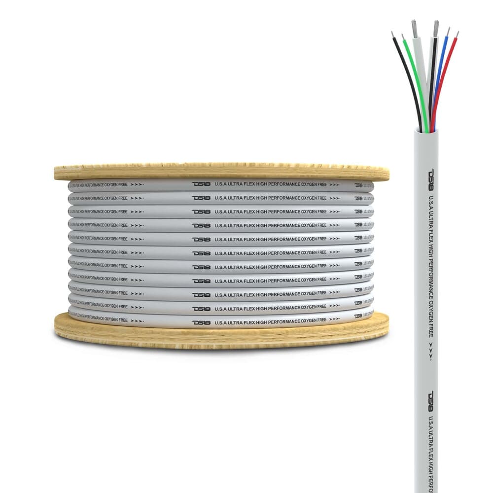 DS18 18-GA RGB LED & 16-GA Speaker Wires Marine Grade Tinned 100% Copper OFC -100 Feet