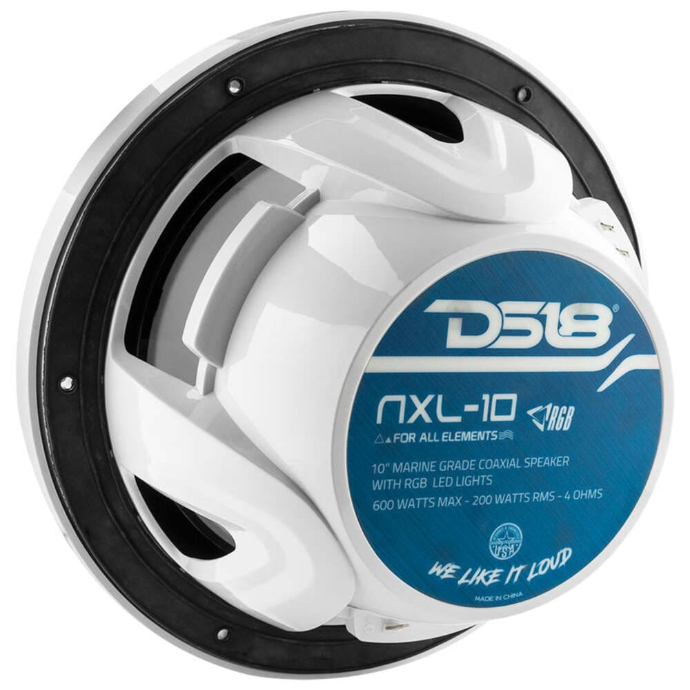 DS18 NXL 10" 2-Way Coaxial Marine Speaker w/ 200 Watts RMS 4-Ohm RGB LED Lights