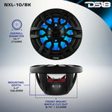 DS18 NXL 10" 2-Way Coaxial Marine Speaker w/ 200 Watts RMS 4-Ohm RGB LED Lights