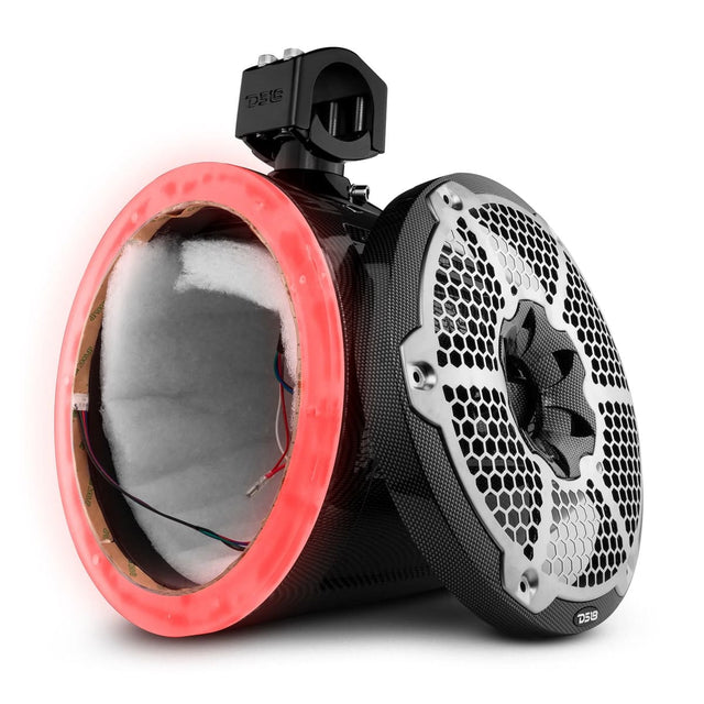 DS18 NXL 10" Marine and Powersports Empty Tower RGB LED Lights - Black Carbon Fiber
