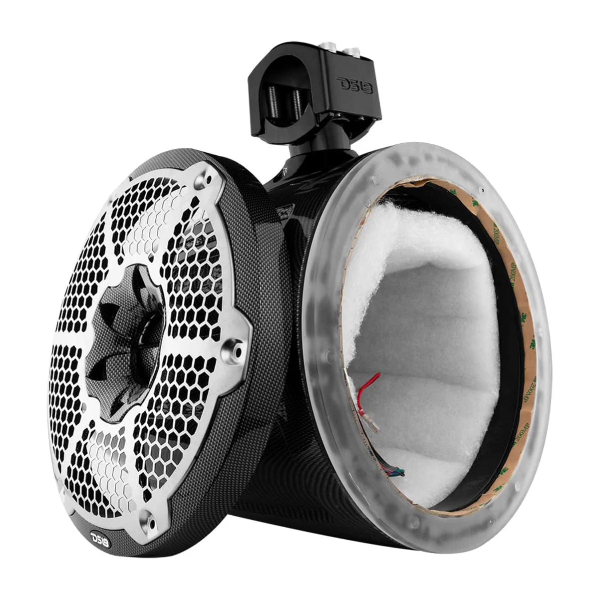 DS18 NXL 10" Marine and Powersports Empty Tower RGB LED Lights - Black Carbon Fiber