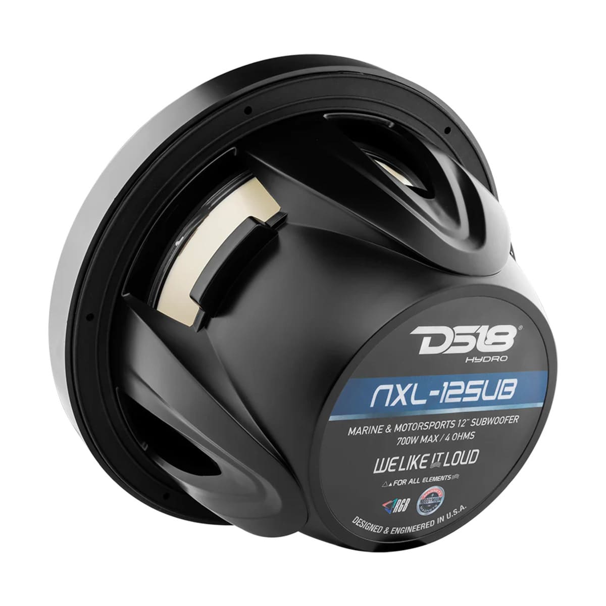 DS18 NXL 12" Marine Subwoofer With RGB LED Lights 350 Watts RMS SVC 4-Ohm