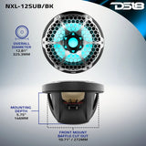 DS18 NXL 12" Marine Subwoofer With RGB LED Lights 350 Watts RMS SVC 4-Ohm