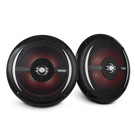DS18 NXL 6.5" 2-Way Coaxial Marine Shallow Speaker w/ 25 Watts RMS 4-Ohm RGB LED Lights
