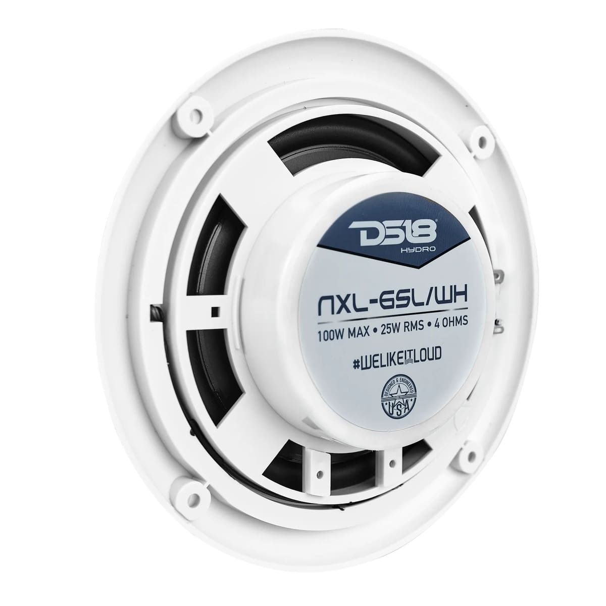 DS18 NXL 6.5" 2-Way Coaxial Marine Shallow Speaker w/ 25 Watts RMS 4-Ohm RGB LED Lights