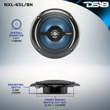 DS18 NXL 6.5" 2-Way Coaxial Marine Shallow Speaker w/ 25 Watts RMS 4-Ohm RGB LED Lights