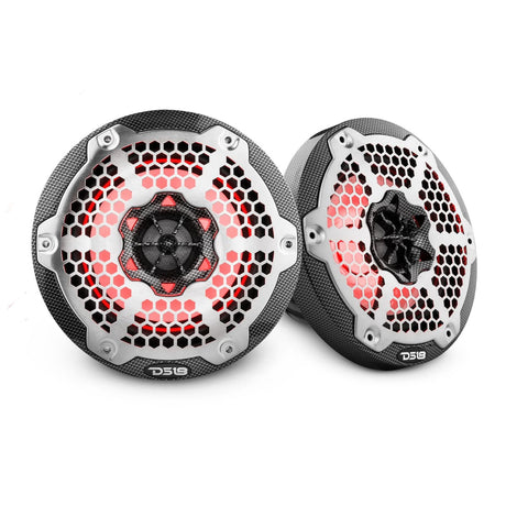 DS18 NXL 6.5" 2-Way Coaxial Marine Speaker w/ 100 Watts RMS 4-Ohm RGB LED Lights - Black Carbon Fiber