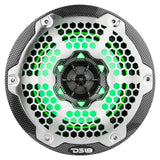 DS18 NXL 6.5" 2-Way Coaxial Marine Speaker w/ 100 Watts RMS 4-Ohm RGB LED Lights - Black Carbon Fiber