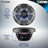 DS18 NXL 6.5" 2-Way Coaxial Marine Speaker w/ 100 Watts RMS 4-Ohm RGB LED Lights - Black Carbon Fiber
