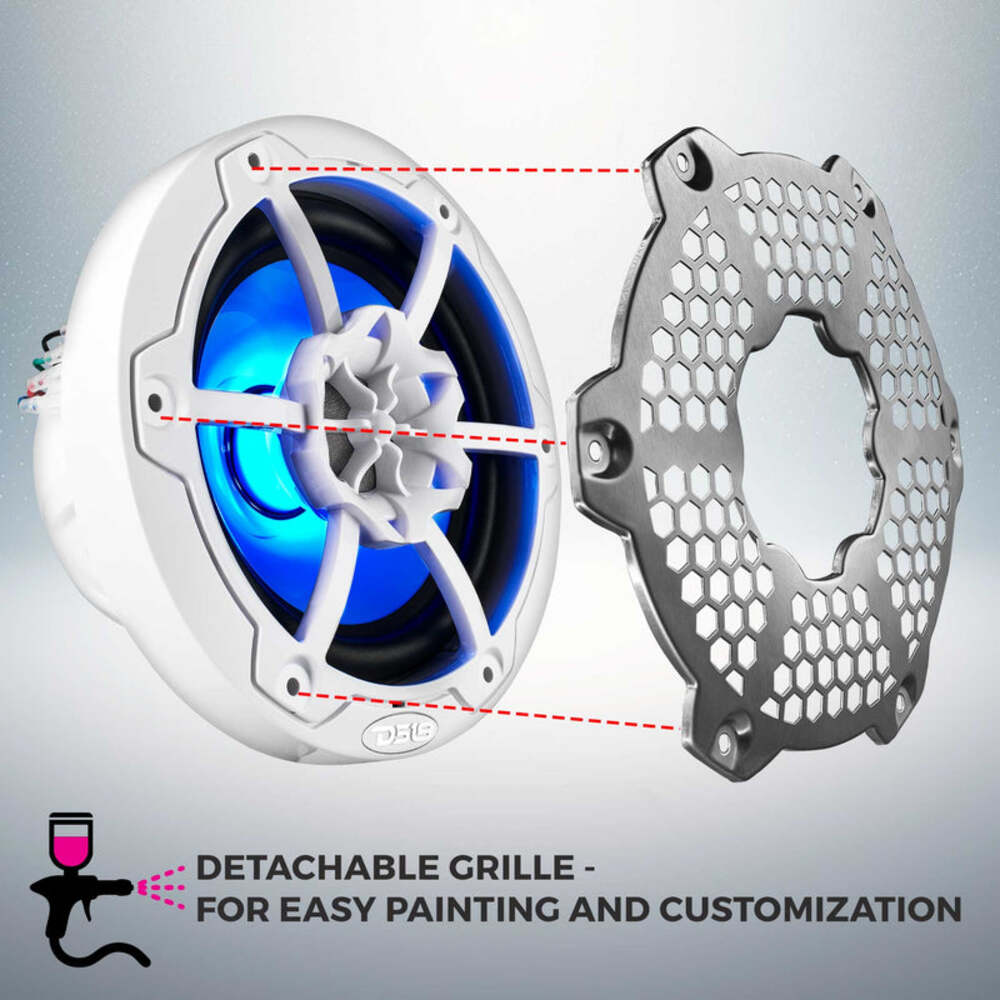 DS18 NXL 6.5" 2-Way Coaxial Marine Speaker w/ 100 Watts RMS 4-Ohm RGB LED Lights