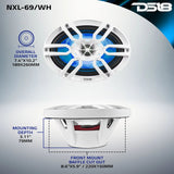 DS18 NXL 6x9" 2-Way Coaxial Marine Speaker w/ 125 Watts RMS 4-Ohm RGB LED Lights