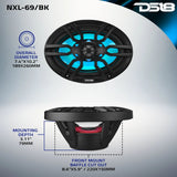 DS18 NXL 6x9" 2-Way Coaxial Marine Speaker w/ 125 Watts RMS 4-Ohm RGB LED Lights
