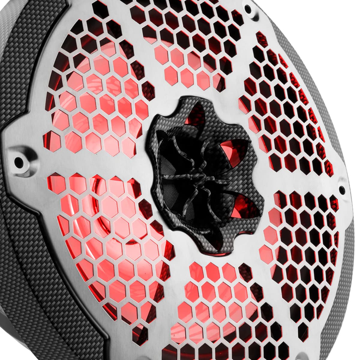 DS18 NXL 8" 2-Way Coaxial Marine Speaker w/ 125 Watts RMS 4-Ohm RGB LED Lights - Black Carbon Fiber