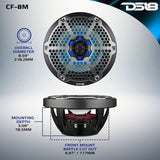 DS18 NXL 8" 2-Way Coaxial Marine Speaker w/ 125 Watts RMS 4-Ohm RGB LED Lights - Black Carbon Fiber