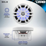 DS18 NXL 8" 2-Way Coaxial Marine Speaker w/ 125 Watts RMS 4-Ohm RGB LED Lights