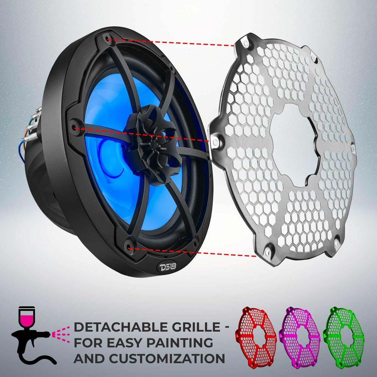 DS18 NXL 8" 2-Way Coaxial Marine Speaker With RGB LED Lights 125 Watts RMS 4-Ohm